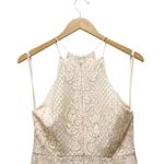 Shona joy  Lace High Neck Midi Dress Beige Nude Size 6 Lined Scalloped Hem Bridal Photo 8