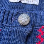 Pendleton Vintage Wool Holiday Sweater Cardigan Size M Navy Metal Buttons USA Photo 8