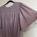 Free People  Lavender Smocked Embroidered Bodysuit Size L‎ Boho Flutter Sleeve Photo 6