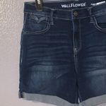 Wall Flower  The Irresistible Fit Stretchy Folded Hem Jean Shorts Blue Denim Photo 1
