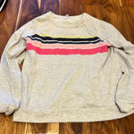 Time & Tru Women’s  gray crewneck striped sweatshirt. Size medium Photo 0