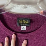 Bob Mackie  Metallic Sparkle Burgundy Crew Neck Button Sleeve Sweater Top Size S Photo 2