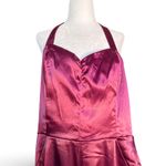 Unique Vintage Burgundy Satin Halter Jumpsuit Evening Glam Party 6 8 Open Back Photo 2