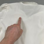 SheIn Blouse White S Bow Neck Puff Sleeve Top Womens Self Tie Bow Long Sleeves Photo 7