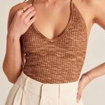 Abercrombie & Fitch Knit Ribbed Halter Bodysuit in Rust Brown Photo 0