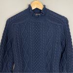 J.Crew Sweater Dress Funnel Neck Med Navy Blue Cable Knit Lambs Wool Polyamide Photo 2