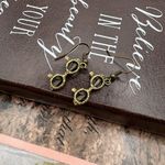 Vintage Bronze Glasses Earrings Book Lover Steampunk Gift Brown Photo 3