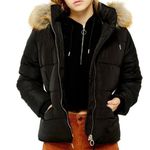 Topshop 👜 Faux Fur Hooded Puffer Jacket Size: 10 Photo 0