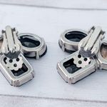 Vintage Clip On Earrings Mirrored Grey and Muted Green Photo 6