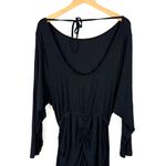 Free People Black Wrap Tie Waist Dolman Long Sleeve Knit Mini Dress Photo 7