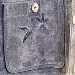 Dressed by David Dart Large Brown Embroidered 100% Genuine Leather Button Jacket Photo 5