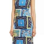 J. McLaughlin  Belinda Sheath Dress 6 Heraldic Patwork Print Blue NWT Equestrian Photo 0