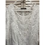 Spiaggia Dolce  White Crochet Under‎ Tank 1/2 Wide Sleeve Top Size M Tie Waist Photo 1