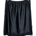 Victoria's Secret VINTAGE Black Satin Lace Trim Slip Skirt Mini MEDIUM Photo 0
