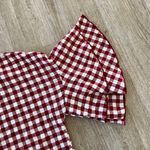 Caution to the Wind Womens Red/White Plaid Ruffle Blouse - S Photo 1