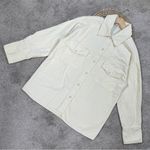 We Wore What  Corduroy Snap Button Down Shirt Shacket Oversized in Ivory M/L Photo 3