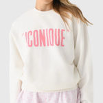 NEW CLARE V. iconique long sleeve sweatshirt in white with peony letters small Photo 0