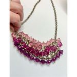 Rose pink and violet crystal layered beaded bib necklace statement necklace Photo 8