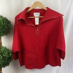 Joseph Ribkoff  Red Short Dolman Sleeve Knit Zip Neck Oversized Sweater XS Photo 1