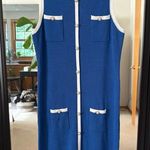 NEW Sleeveless Blue & White Dress With Pearl Buttons Photo 4