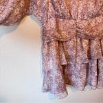 Fate Pink Ditsy Floral Ruched Mini Dress Womens L Tiered Ruffled Cottage Core Size L Photo 2