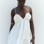 ZARA  dress mini Boho floral ruffle Poplin flowy cotton white summer vacation  Photo 12