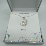 Disney TINKERBELL CRYSTAL MOON PENDANT NECKLACE Silver Plated Photo 1