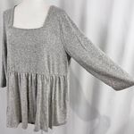Kim And Cami New  Square Neck Babydoll Soft Knit Sweater Heather Grey Photo 6