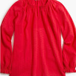 J.Crew  Novelty Artist Top Blouse Hot Pink Swiss Dot Stripes Cotton Size Large Photo 0