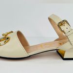 Gucci MARMONT HORSEBIT SLINGBACK WHITE NAPPA CHARLOTTE SANDALS SIZE EU 40.5 Photo 2