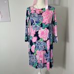 Lilly Pulitzer Ophelia Swing Dress High Tide Navy Blue Hey Hey Bouquet Sz Small Photo 2
