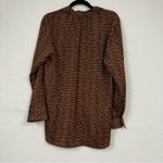 David Lerner  X Evereve Brown & Black Printed Long Sleeve Blouse Women’s M Shirt Photo 7