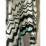 Cache  Knit Cardigan M Chevron Zig Zag Open Front Black White Blue‎ Rayon Photo 2