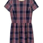 Brooks Brothers Red Fleece Navy Blue Red Plaid Sheath Dress Size 2 Photo 0