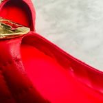 Tory Burch QUINN Ballet Flat 7.5 Quilted Carnival Red Coral Gold Leather w/bag Photo 4