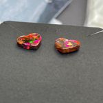 Colorful Heart Stud Earrings rainbow acrylic cute bright barbie vintage NEW Red Photo 2