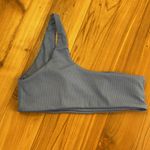 Ribbed One Shoulder Top High Rise Bottom Bikini Swim Set size Small Black Blue Photo 2