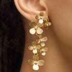 Oscar de la Renta NWOT  Gold Floral Drop Earrings Photo 0