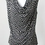 Jennie & Marlis Black and White Polka Dot Cowl Neck Sleeveless Blouse Large Photo 0