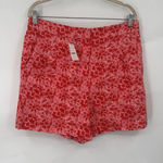 J.Crew Factory High Rise Floral Print Short Pink Red Linen Blend Womens 14 NEW Photo 0