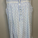 Eileen West Nightgown Blue Ballet Sleeveless Babydoll Lace Trim Cotton Size XL Photo 0
