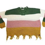 Full Circle Trends V-Neck Striped Color Block Frayed Sweater Size 3X NEW Casual Photo 1