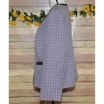 NWT Tahari Arthur Levine 14W Purple Open Tweed Blazer Jacket Faux Leather Trim Photo 3