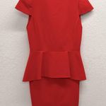 Alice + Olivia Ember Peplum Fitted Dress in Cherry Size 8 Mini Cap Sleeve Red Photo 3