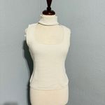 ZARA Ecru Sleeveless Cut Out Squared Neck Choker Tank Top Sz L Cotton Blend Photo 7