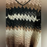 Dress Barn Dress barn women’s brown zig zag v neck crocheted cover up plus size 16 Photo 2