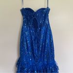 Ladivine By‎ Cinderella Divine Long Formal Mermaid Prom Ball Gown Size 8 Beaded Blue Photo 12