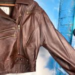 Cenci vintage cropped leather moto bomber jacket Brown Size M Photo 2