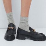 Mango Leather Chunky Lug Sole Loafers in Black - 8.5 Photo 0