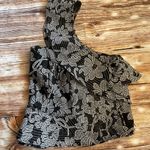 ZARA | Floral Gingham Embroidered Ruffle One Shoulder | Medium Photo 1